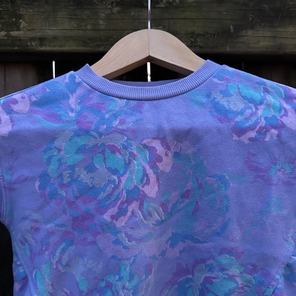 All In Motion Fleece Floral Purple Crewneck Long Sleeve Sweatshirt Size XS 4-5 - Picture 7 of 8